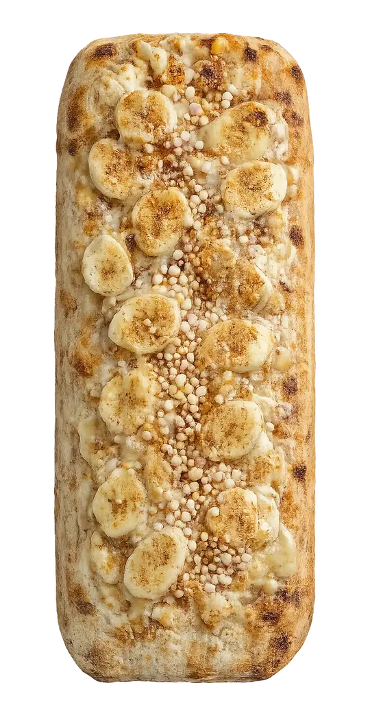 Pizza retangular doce DOCA Recife com banana e canela